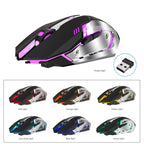 HXSJ M10 2.4GHz 6-keys USB Rechargeable Colorful Lighting Ergonomic 2400DPI Wireless Optical Gaming Mouse for Desktop Computers, M10 – Durable Build, Easy to Use