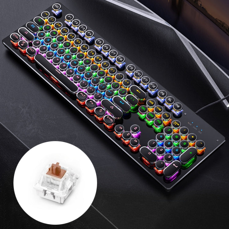 YINDIAO Electroplating Punk Mixed Light USB Mechanical Gaming Wired Keyboard, Tea Shaft, Electroplating Punk,Tea Shaft (Black) – Electroplating Electroplating Punk,Tea Shaft (Black)