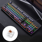 YINDIAO Electroplating Punk Mixed Light USB Mechanical Gaming Wired Keyboard, Tea Shaft, Electroplating Punk,Tea Shaft (Black) – Electroplating Electroplating Punk,Tea Shaft (Black)