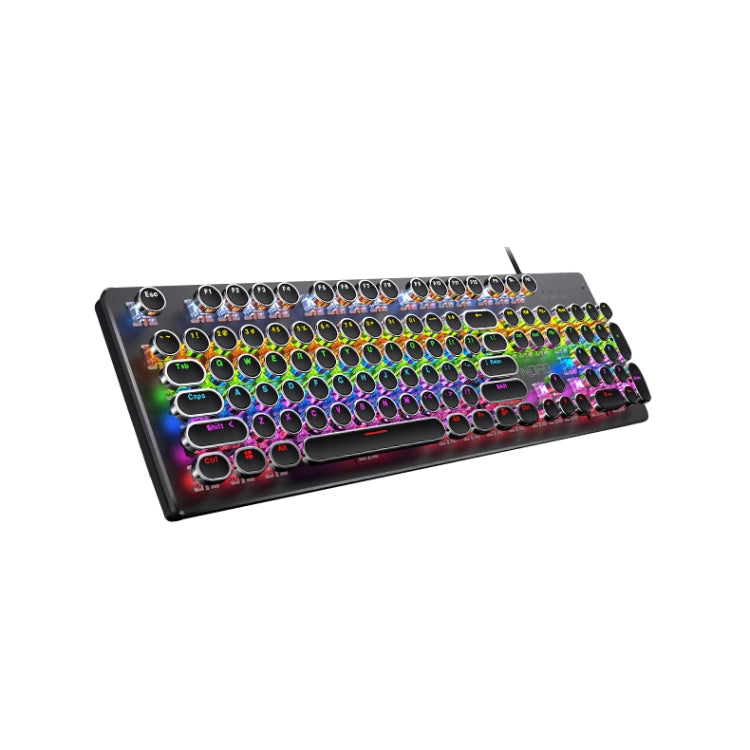 YINDIAO Electroplating Punk Mixed Light USB Mechanical Gaming Wired Keyboard, Tea Shaft, Electroplating Punk,Tea Shaft (Black) – Electroplating