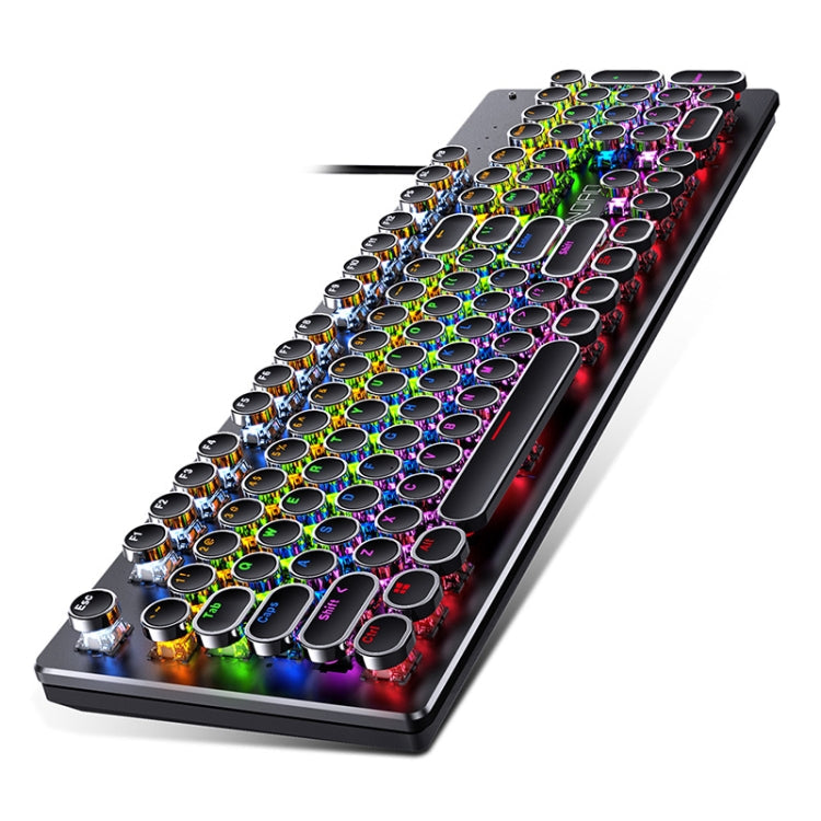 YINDIAO Electroplating Punk Mixed Light USB Mechanical Gaming Wired Keyboard, Tea Shaft, Electroplating Punk,Tea Shaft (Black) – Electroplating
