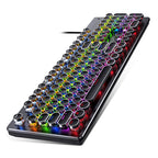 YINDIAO Electroplating Punk Mixed Light USB Mechanical Gaming Wired Keyboard, Tea Shaft, Electroplating Punk,Tea Shaft (Black) – Electroplating