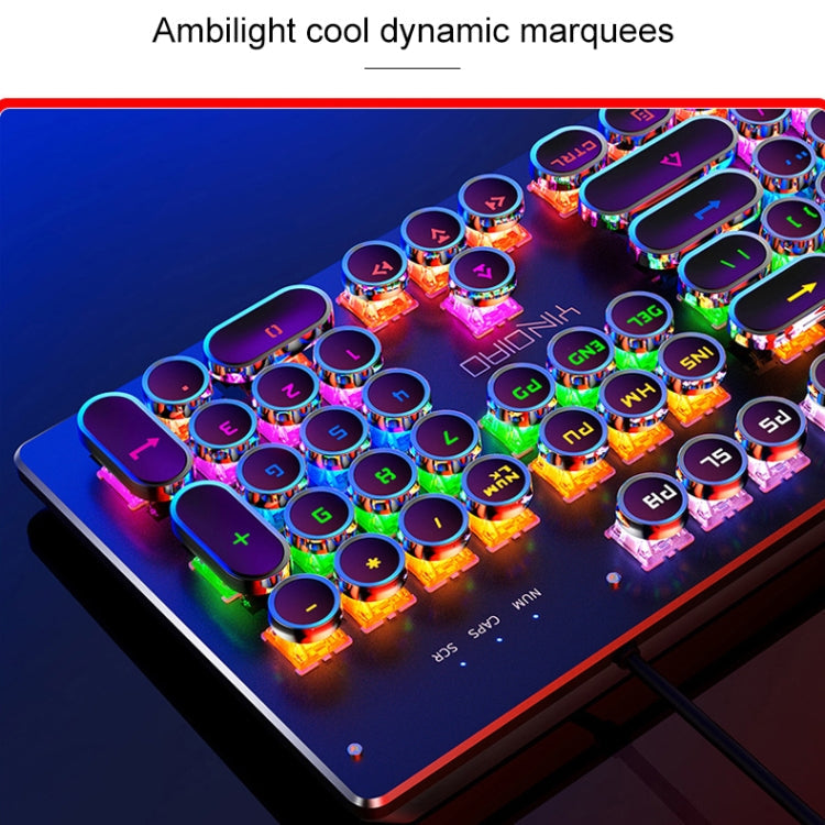 YINDIAO Electroplating Punk Mixed Light USB Mechanical Gaming Wired Keyboard, Tea Shaft, Electroplating Punk,Tea Shaft (Black) – Electroplating