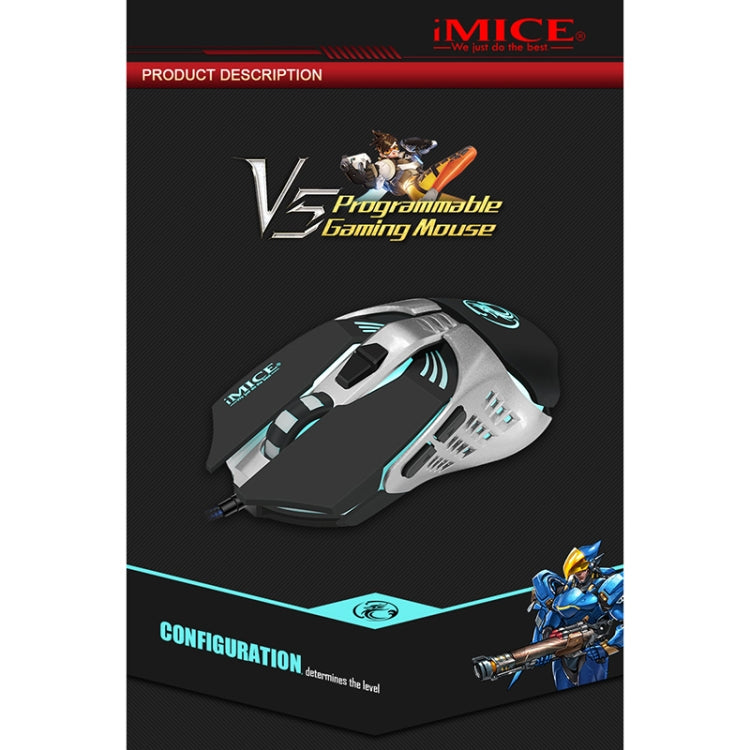iMICE V5 USB 7 Buttons 4000 DPI Wired Optical Colorful Backlight Gaming Mouse for Computer PC Laptop, V5 (White) – Durable Build, Easy to Use