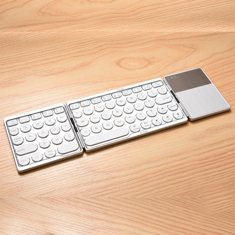 GK408 Three-fold Rechargeable Wireless Bluetooth Keyboard with Touchpad, Support Android / IOS / Windows – Bluetooth Silver