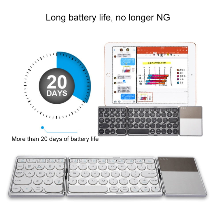 GK408 Three-fold Rechargeable Wireless Bluetooth Keyboard with Touchpad, Support Android / IOS / Windows – Bluetooth