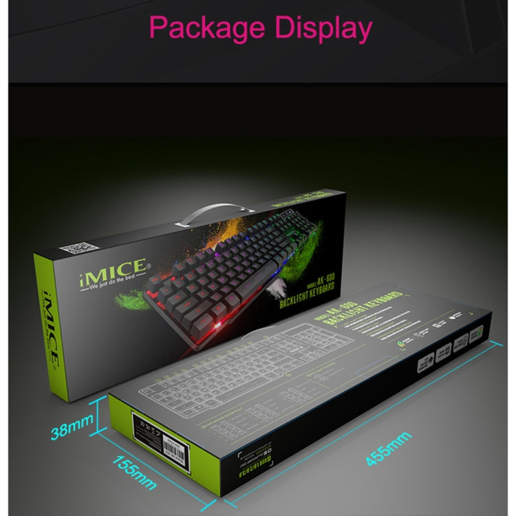 iMICE AK-600 Wired USB Floating Keycap Characters Glow Backlit Gaming Keyboard, Glow Backlit (Black) – Waterproof, Non-slip
