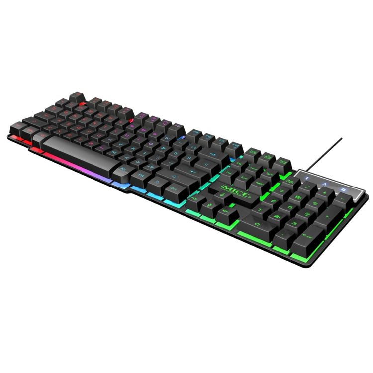 iMICE AK-600 Wired USB Floating Keycap Characters Glow Backlit Gaming Keyboard, Glow Backlit (Black) – Waterproof, Non-slip