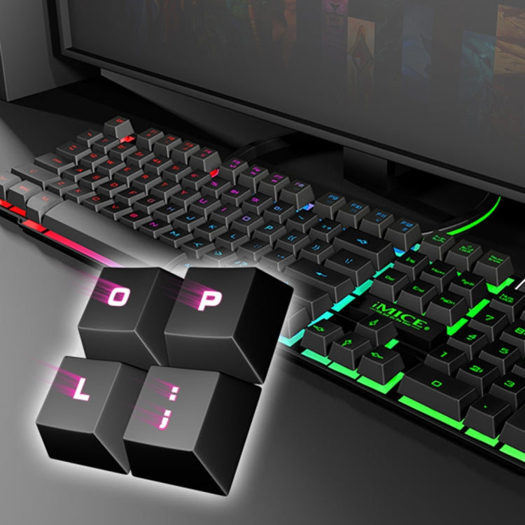 iMICE AK-600 Wired USB Floating Keycap Characters Glow Backlit Gaming Keyboard, Glow Backlit (Black) – Waterproof, Non-slip