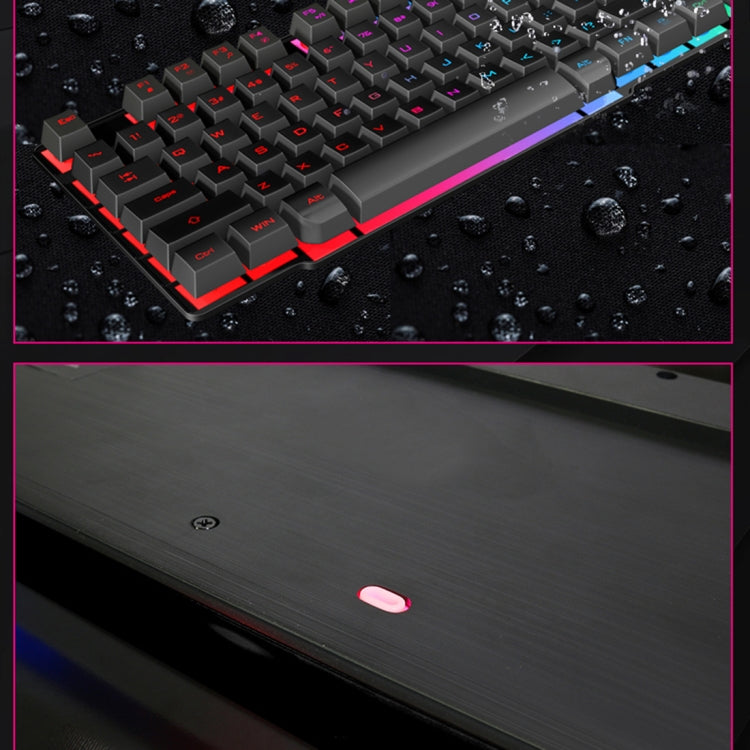 iMICE AK-600 Wired USB Floating Keycap Characters Glow Backlit Gaming Keyboard, Glow Backlit (Black) – Waterproof, Non-slip