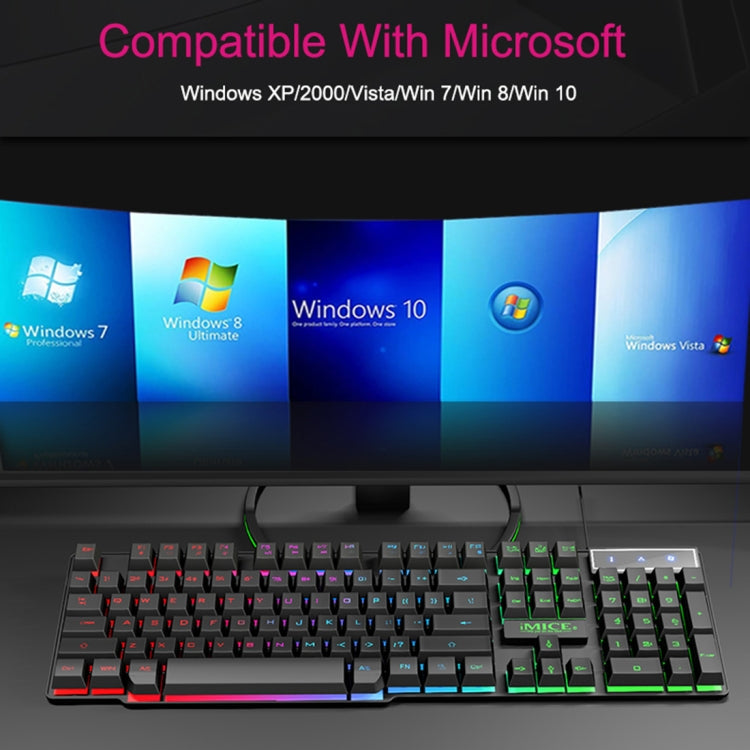 iMICE AK-600 Wired USB Floating Keycap Characters Glow Backlit Gaming Keyboard, Glow Backlit (Black) – Waterproof, Non-slip