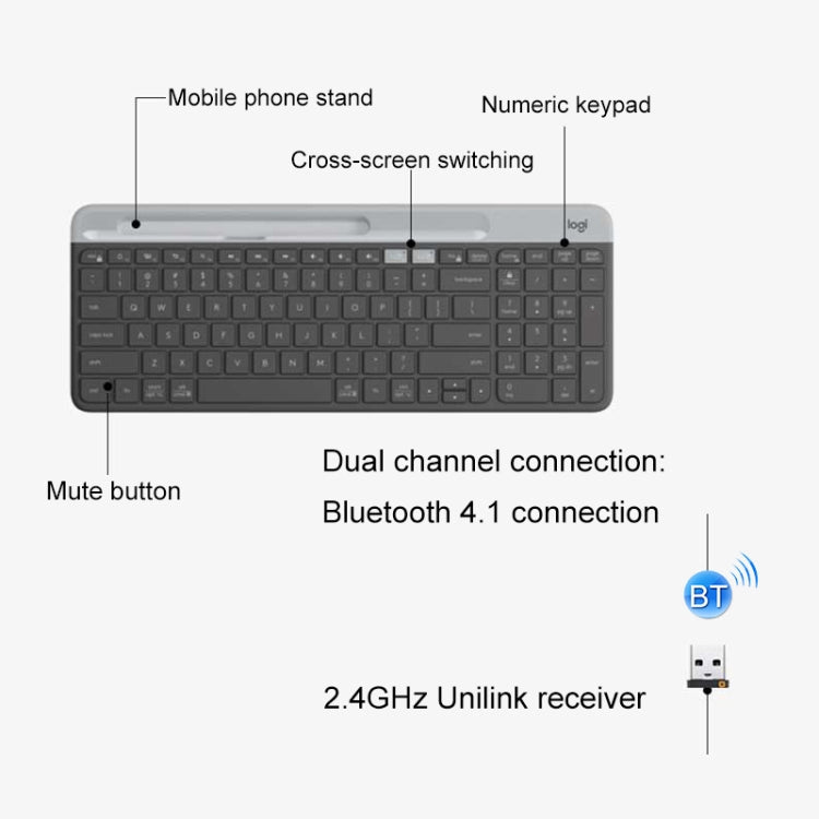 Logitech K580 Dual Modes Thin and Light Multi-device Wireless Keyboard with Phone Holder – Card Slot, Bluetooth
