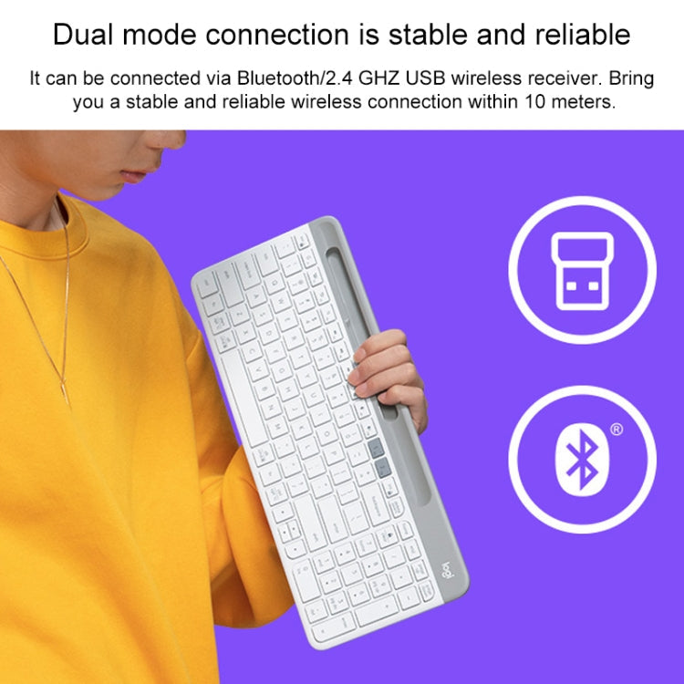 Logitech K580 Dual Modes Thin and Light Multi-device Wireless Keyboard with Phone Holder – Card Slot, Bluetooth