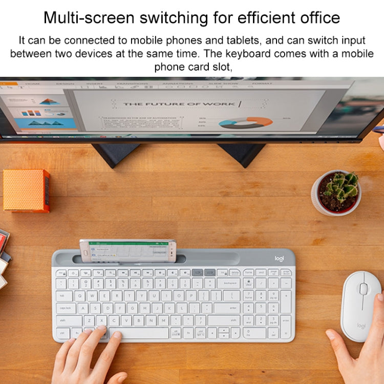 Logitech K580 Dual Modes Thin and Light Multi-device Wireless Keyboard with Phone Holder – Card Slot, Bluetooth
