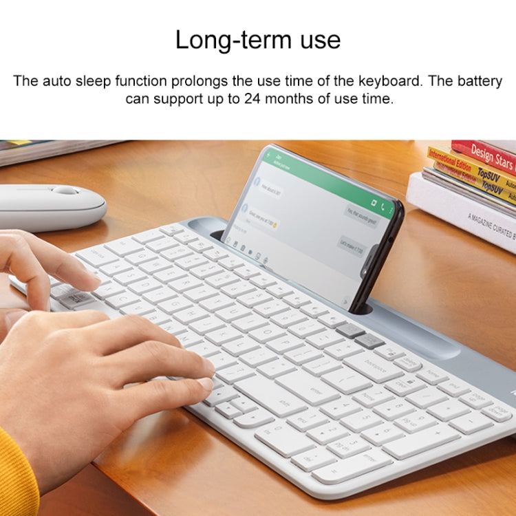 Logitech K580 Dual Modes Thin and Light Multi-device Wireless Keyboard with Phone Holder – Card Slot, Bluetooth