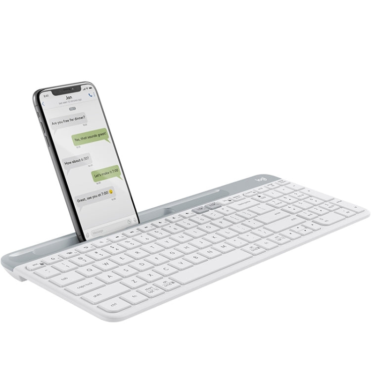 Logitech K580 Dual Modes Thin and Light Multi-device Wireless Keyboard with Phone Holder – Card Slot, Bluetooth White