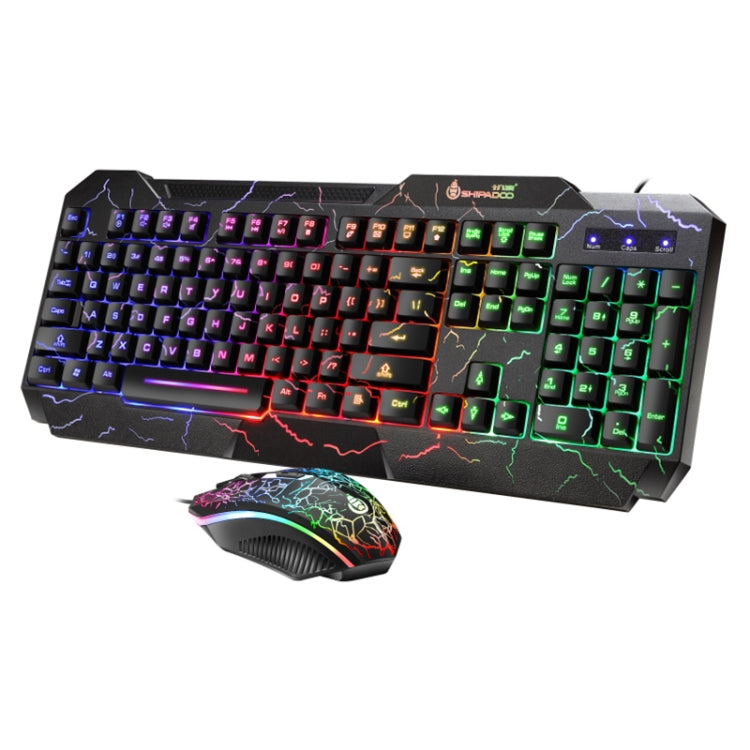 SHIPADOO D620 104-key Wired RGB Color Cracked Backlight Gaming Keyboard Mouse Kit for Laptop, PC – Wear-resistant, Non-slip