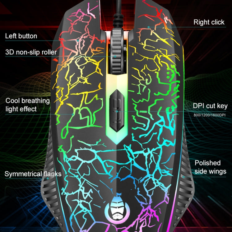 SHIPADOO D620 104-key Wired RGB Color Cracked Backlight Gaming Keyboard Mouse Kit for Laptop, PC – Wear-resistant, Non-slip