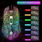SHIPADOO D620 104-key Wired RGB Color Cracked Backlight Gaming Keyboard Mouse Kit for Laptop, PC – Wear-resistant, Non-slip