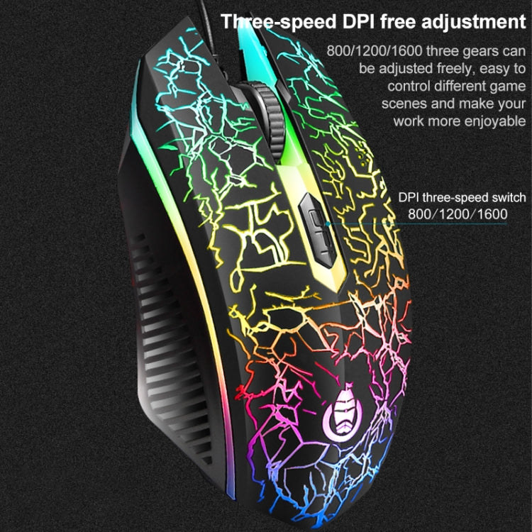 SHIPADOO D620 104-key Wired RGB Color Cracked Backlight Gaming Keyboard Mouse Kit for Laptop, PC – Wear-resistant, Non-slip