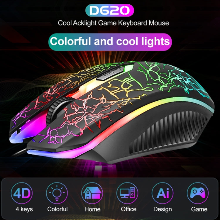SHIPADOO D620 104-key Wired RGB Color Cracked Backlight Gaming Keyboard Mouse Kit for Laptop, PC – Wear-resistant, Non-slip