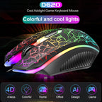 SHIPADOO D620 104-key Wired RGB Color Cracked Backlight Gaming Keyboard Mouse Kit for Laptop, PC – Wear-resistant, Non-slip