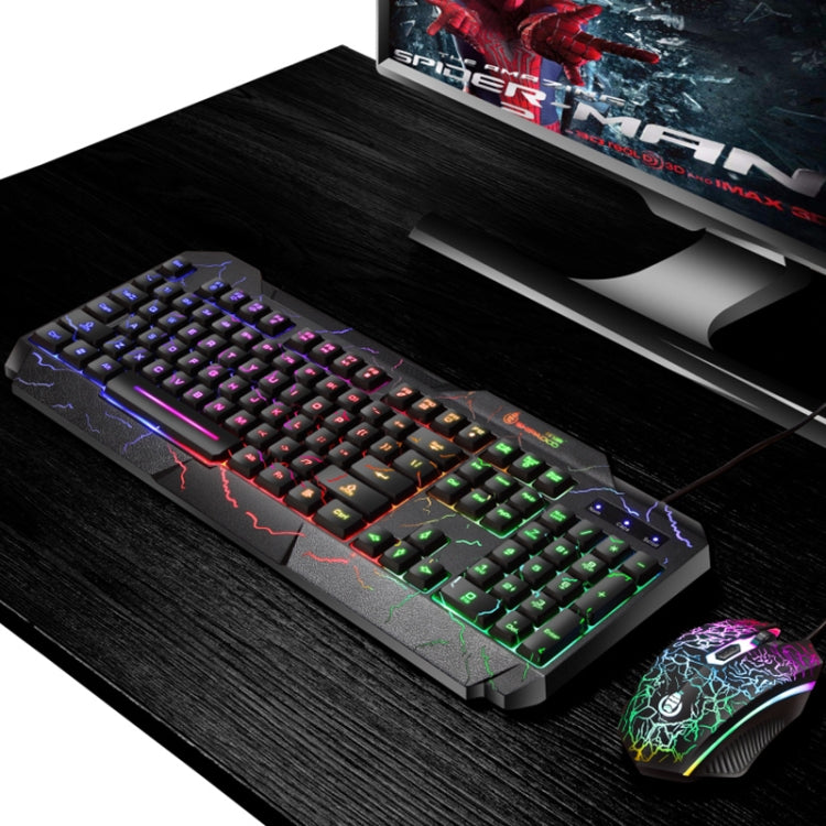 SHIPADOO D620 104-key Wired RGB Color Cracked Backlight Gaming Keyboard Mouse Kit for Laptop, PC – Wear-resistant, Non-slip