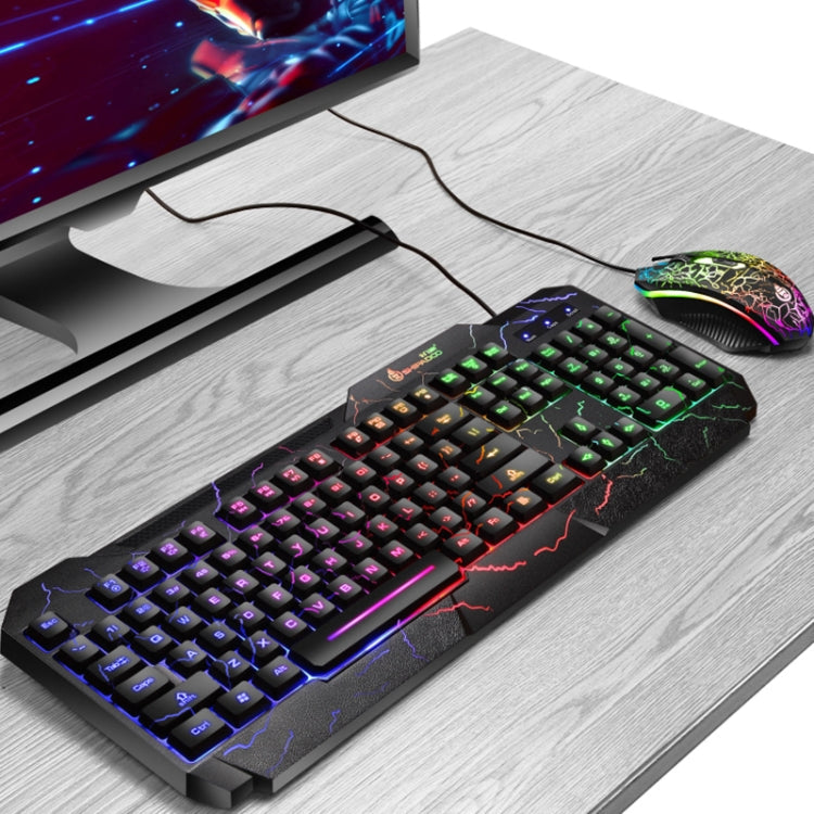 SHIPADOO D620 104-key Wired RGB Color Cracked Backlight Gaming Keyboard Mouse Kit for Laptop, PC – Wear-resistant, Non-slip