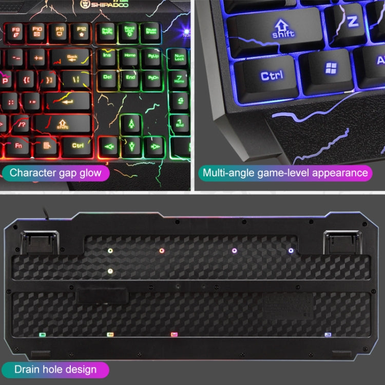 SHIPADOO D620 104-key Wired RGB Color Cracked Backlight Gaming Keyboard Mouse Kit for Laptop, PC – Wear-resistant, Non-slip