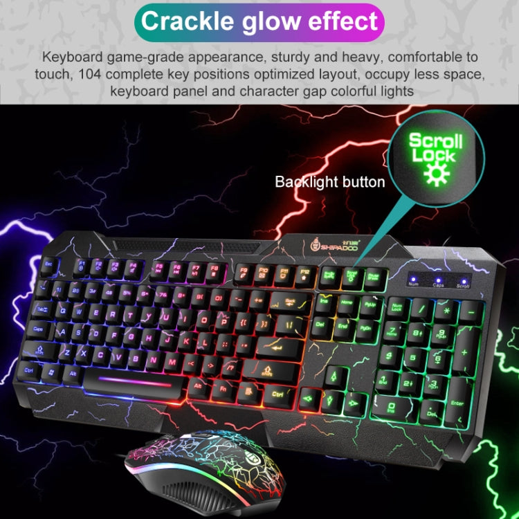 SHIPADOO D620 104-key Wired RGB Color Cracked Backlight Gaming Keyboard Mouse Kit for Laptop, PC – Wear-resistant, Non-slip