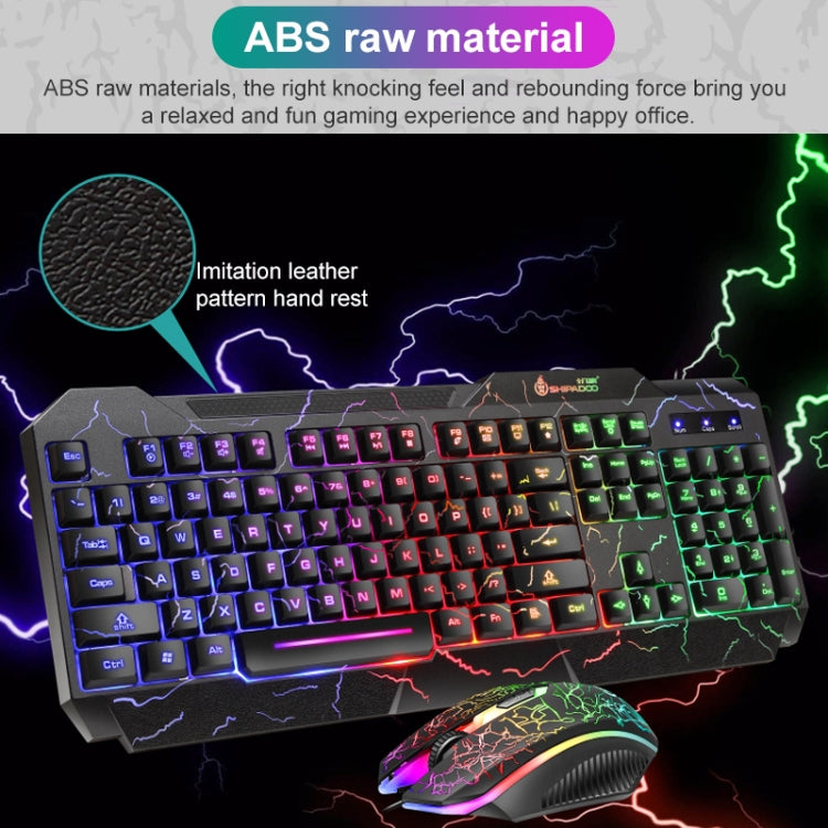 SHIPADOO D620 104-key Wired RGB Color Cracked Backlight Gaming Keyboard Mouse Kit for Laptop, PC – Wear-resistant, Non-slip