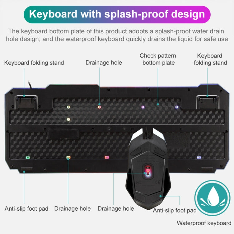 SHIPADOO D620 104-key Wired RGB Color Cracked Backlight Gaming Keyboard Mouse Kit for Laptop, PC – Wear-resistant, Non-slip
