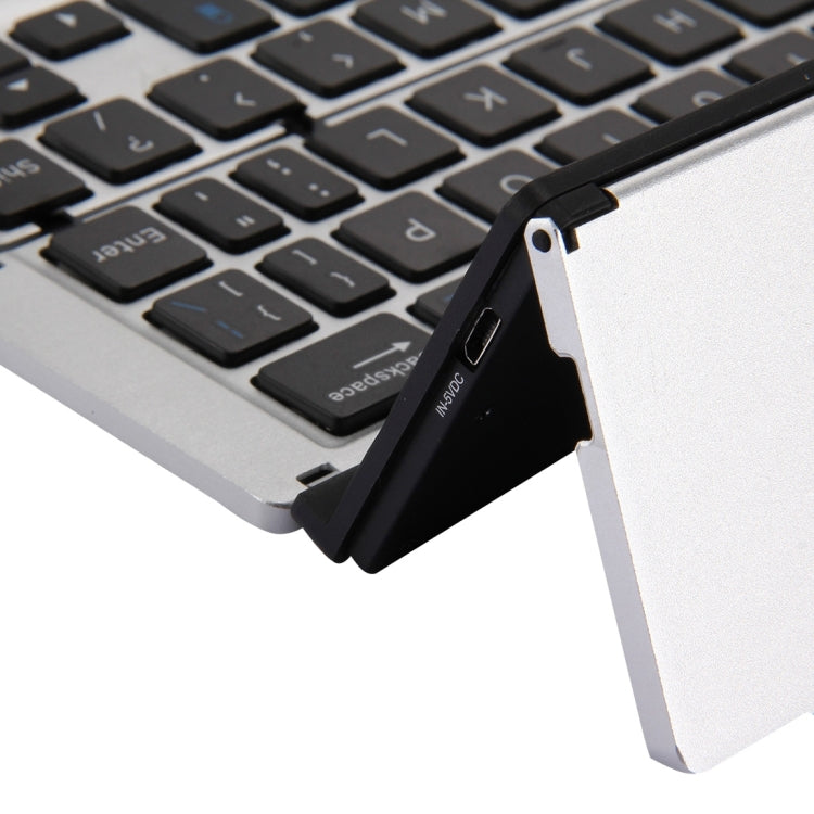 F18 Ultra-slim Rechargeable Foldable 58 Keys Bluetooth Wireless Keyboard with Holder – Bluetooth
