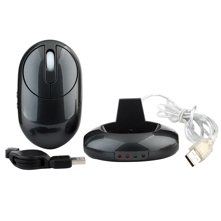 MZ-012 2.4G 1200 DPI Wireless Rechargeable Optical Mouse with 3 Ports USB HUB / Charging Dock – Durable Build, Easy to Use Grey