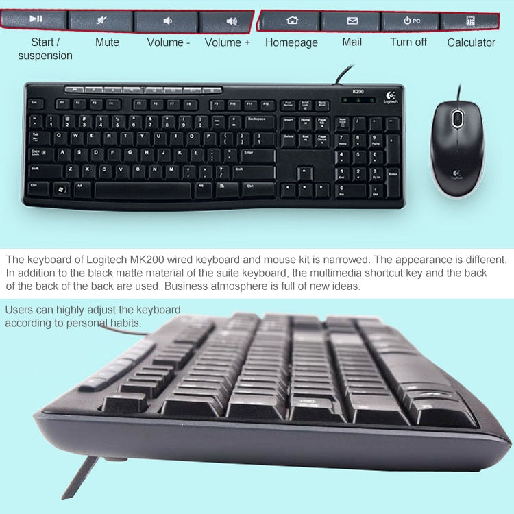 Logitech MK200 Wired Keyboard Mouse Set – Durable Build, Easy to Use