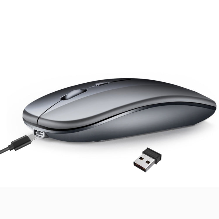 HXSJ M90 2.4GHz Ultrathin Mute Rechargeable Dual Mode Wireless Bluetooth Notebook PC Mouse – Bluetooth Grey