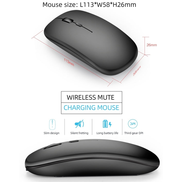 HXSJ M90 2.4GHz Ultrathin Mute Rechargeable Dual Mode Wireless Bluetooth Notebook PC Mouse – Bluetooth