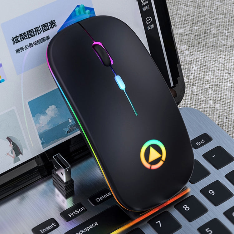 YINDIAO A2 2.4GHz 1600DPI 3-modes Adjustable RGB Light Rechargeable Wireless Silent Mouse, Rechargeable ver. – Durable Build, Easy to Use Rechargeable ver. Black