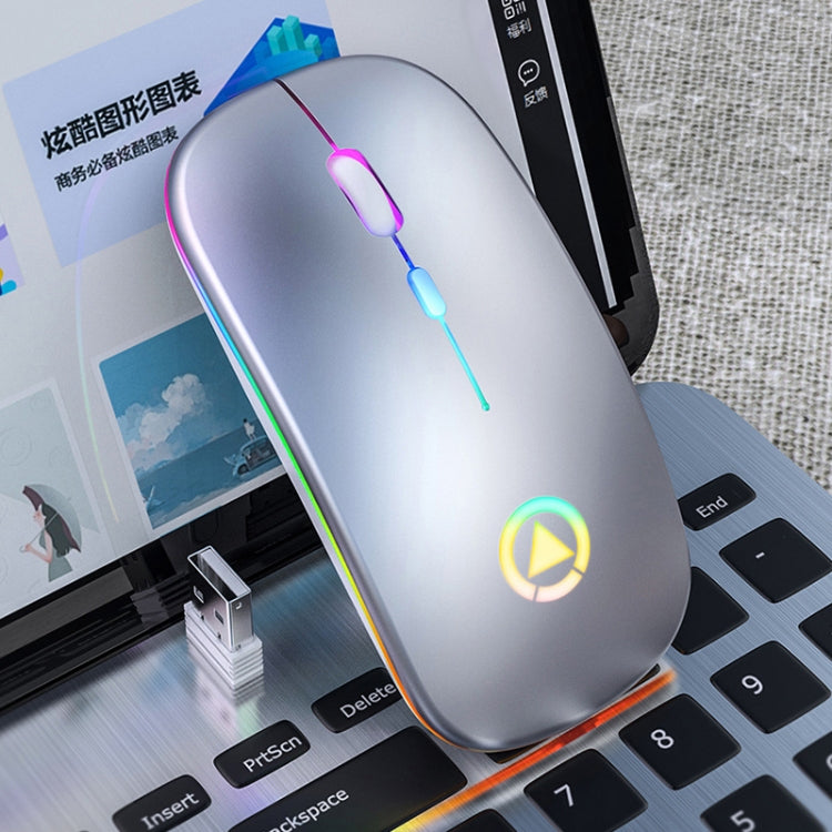 YINDIAO A2 2.4GHz 1600DPI 3-modes Adjustable RGB Light Rechargeable Wireless Silent Mouse, Rechargeable ver. – Durable Build, Easy to Use Rechargeable ver. Grey