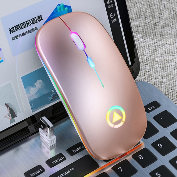 YINDIAO A2 2.4GHz 1600DPI 3-modes Adjustable RGB Light Rechargeable Wireless Silent Mouse, Rechargeable ver. – Durable Build, Easy to Use Rechargeable ver. Rose Gold