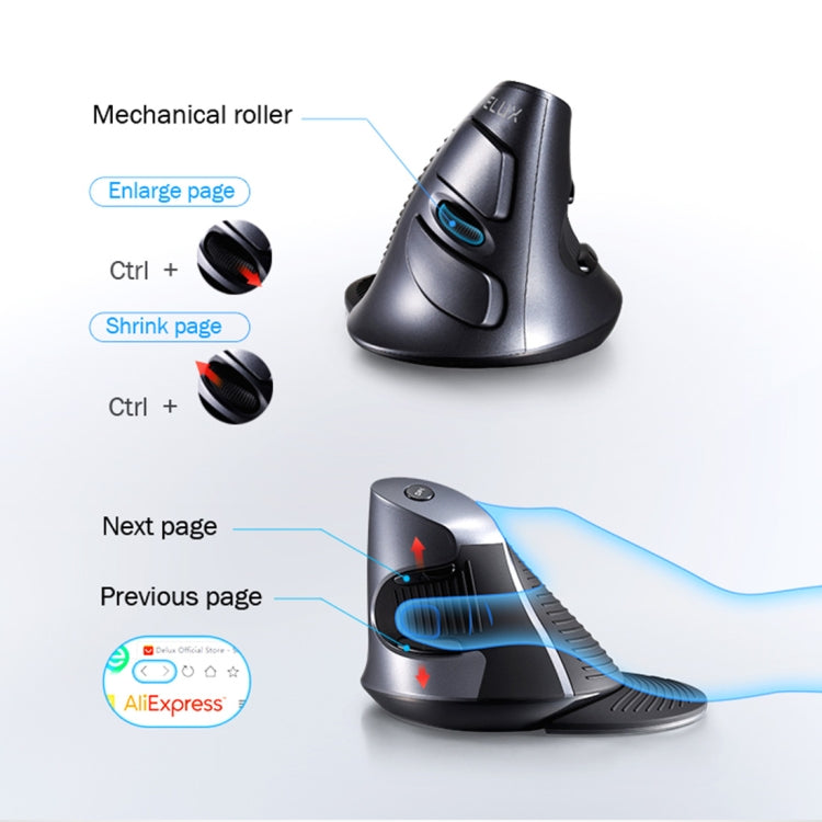 DELUX M618GX Wireless Ergonomic Vertical Mouse 1600DPI Optical Mouse, M618GX – Durable Build, Easy to Use
