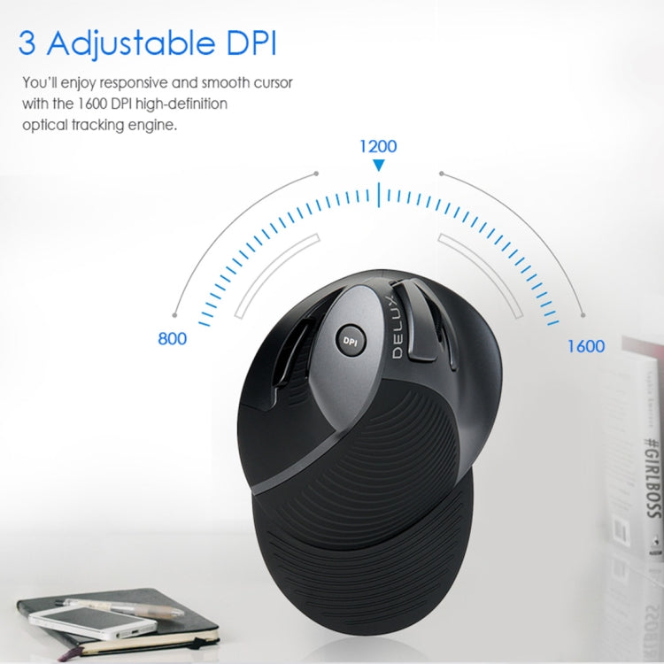 DELUX M618GX Wireless Ergonomic Vertical Mouse 1600DPI Optical Mouse, M618GX – Durable Build, Easy to Use