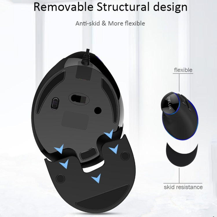 DELUX M618 Plus Wired Blue Version Optical Mouse Ergonomic Vertical Mouse 1600DPI, 1600DPI Wired – Durable Build, Easy to Use