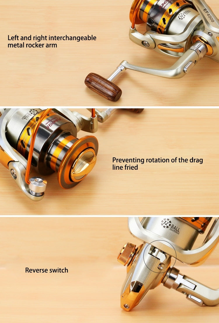 YUMOSHI Ball Bearings Rocker Handle Wheel Seat Fishing Spinning Reel, EF1000, EF2000, EF3000, EF4000, EF5000, EF6000, EF7000, EF8000