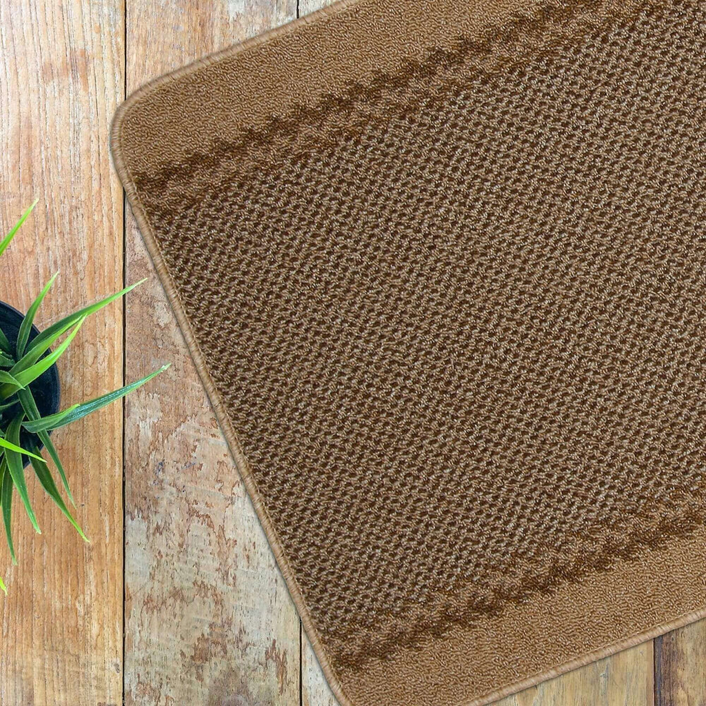 Washable Bordered Beige Rug