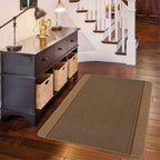 Washable Bordered Beige Rug