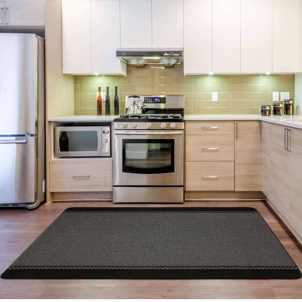 Washable Bordered Black Rug
