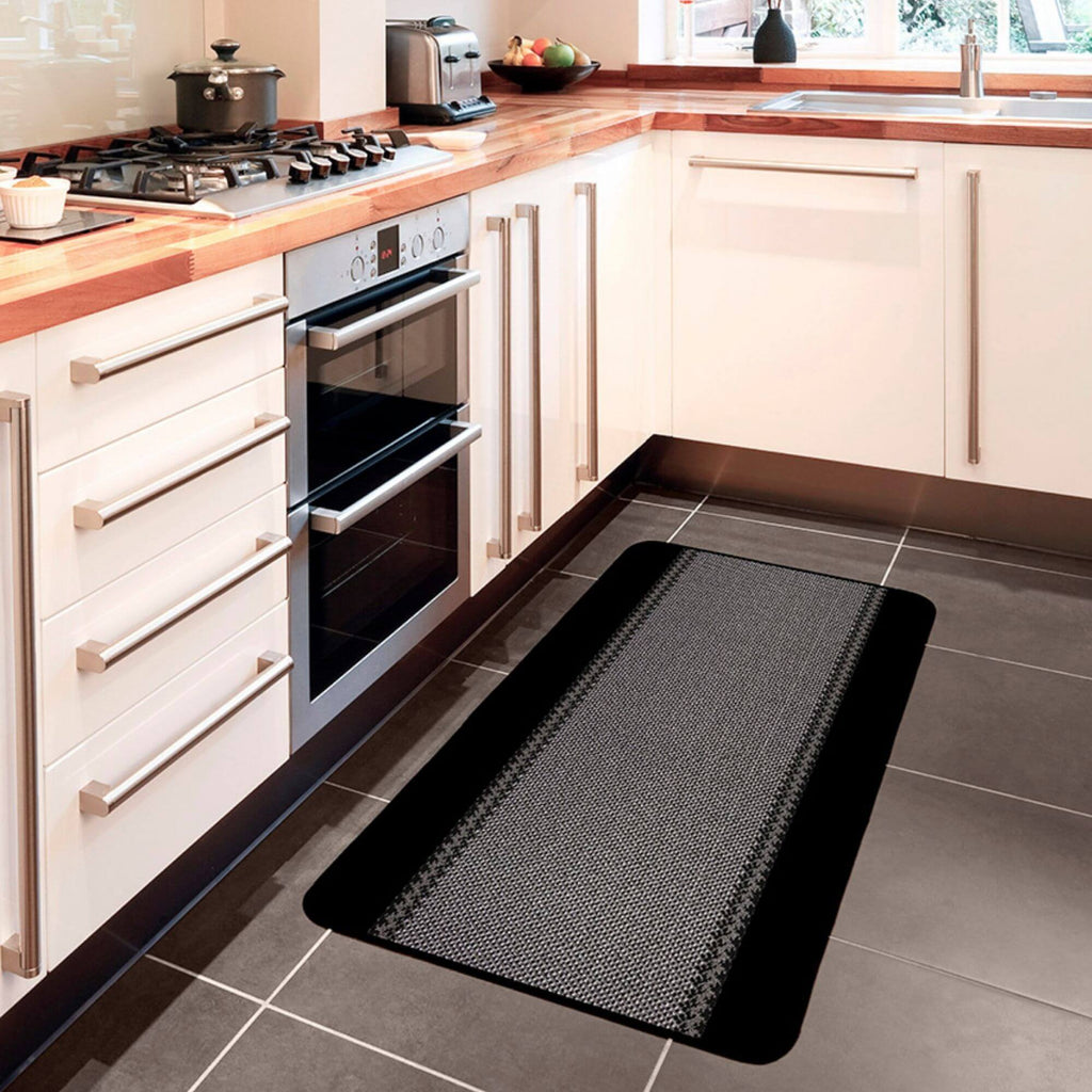 Washable Bordered Black Rug