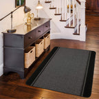 Washable Bordered Black Rug