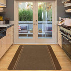 Washable Bordered Brown Rug